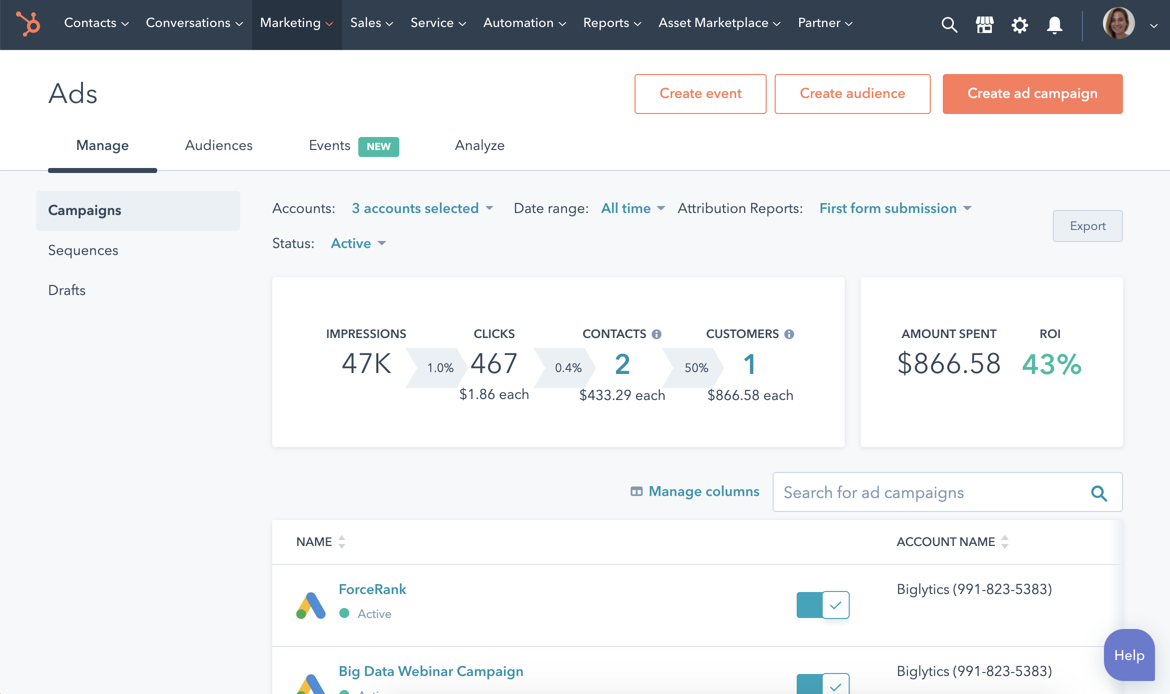 Get started with HubSpot's ad ROI tools.